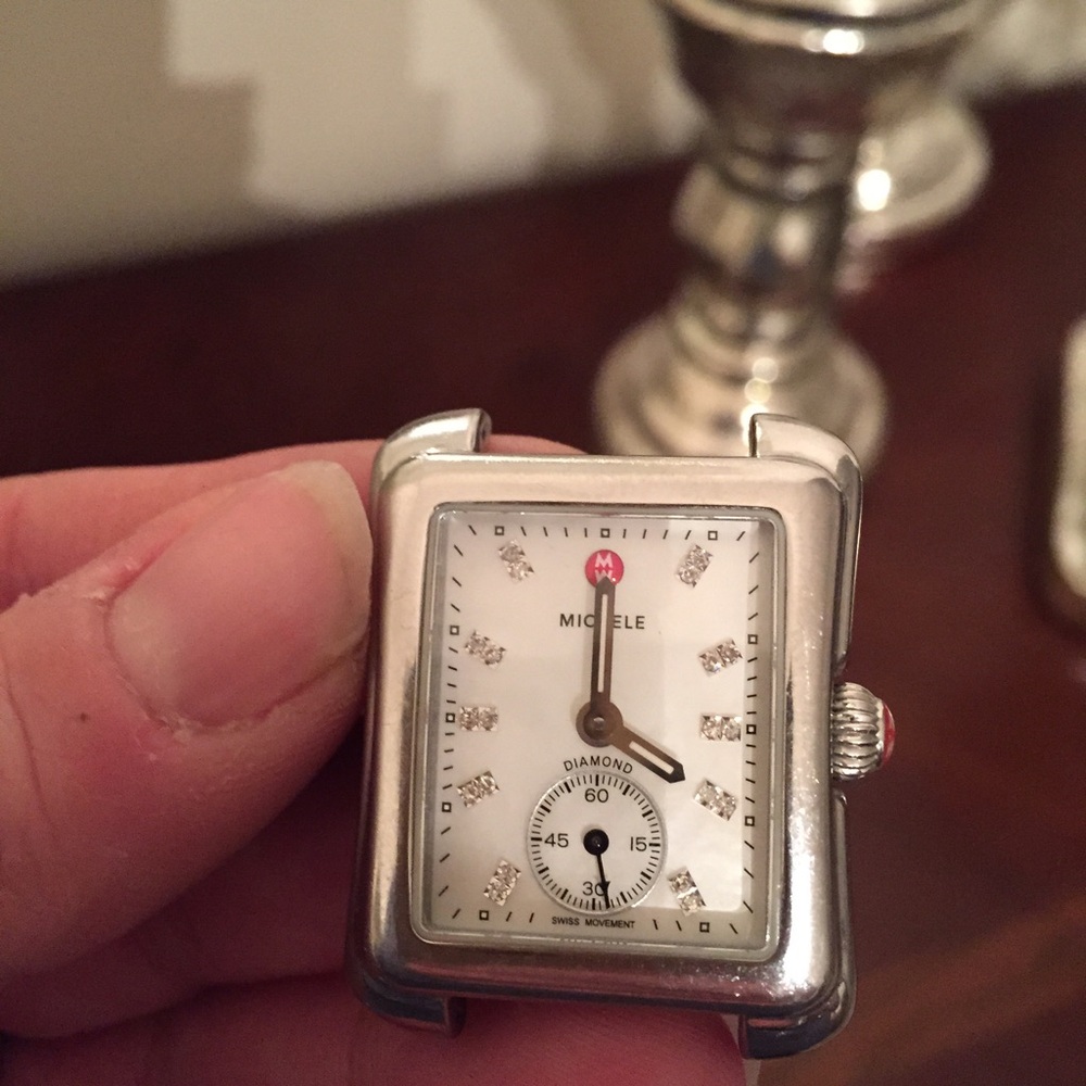 Michele Silver and White Diamond Dial Watch Head - Picture 4 of 4
